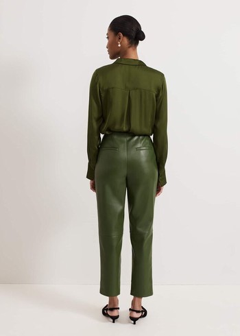 Phase Eight Mya Pu Crop Trousers Green Canada | RPOILF-945